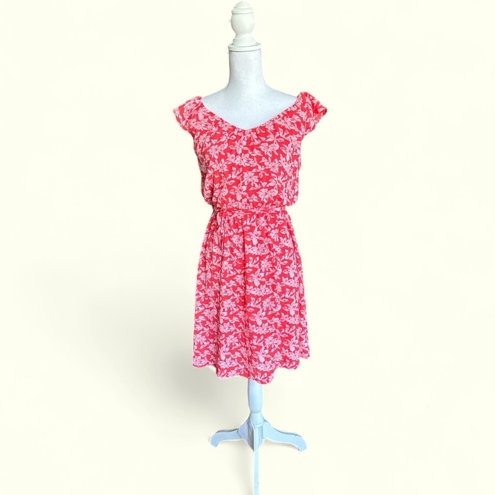 Kaileigh Rebecca Floral Dress with Flutter Sleeves Coral Size XSP